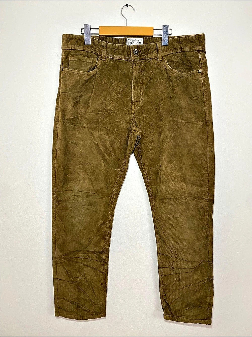 Copper & Oak Men's Stretch Corduroy 5-Pocket Pant Waist 32 Brown Beige